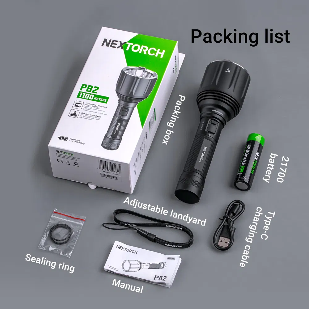 1 Km Distance 1200 Lumen Ultra Bright Tactical Light Nextorch P82 Long Distance Police Tactical Flashlight LED Flashlight