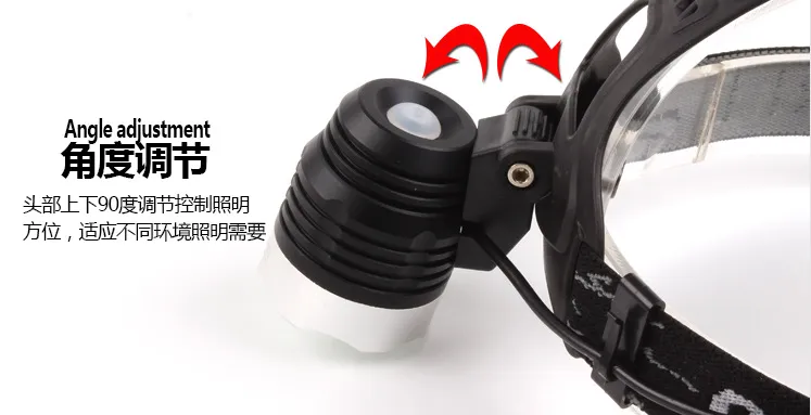 10W High Power Headlamp CREE LED Zoomable 3 Modes Rechargeable 18650 Battery CREE Xml T6 U2 LED Torch Light