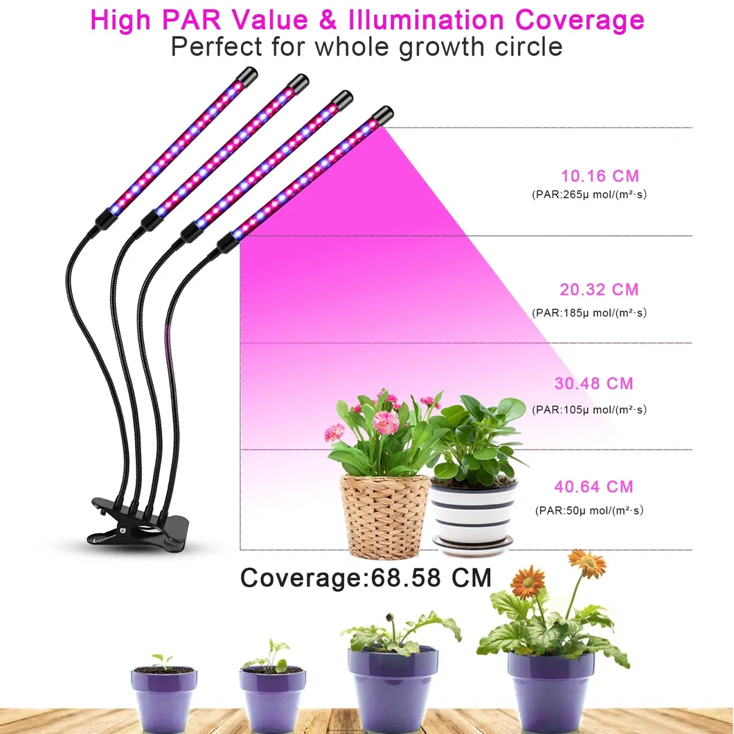 2 Head Full Spectrum Red Blue Clip Grow Lights Timer Dimmable 2 3 4 5 Head Flexible Indoor Greenhouse LED Plant Growth Lights