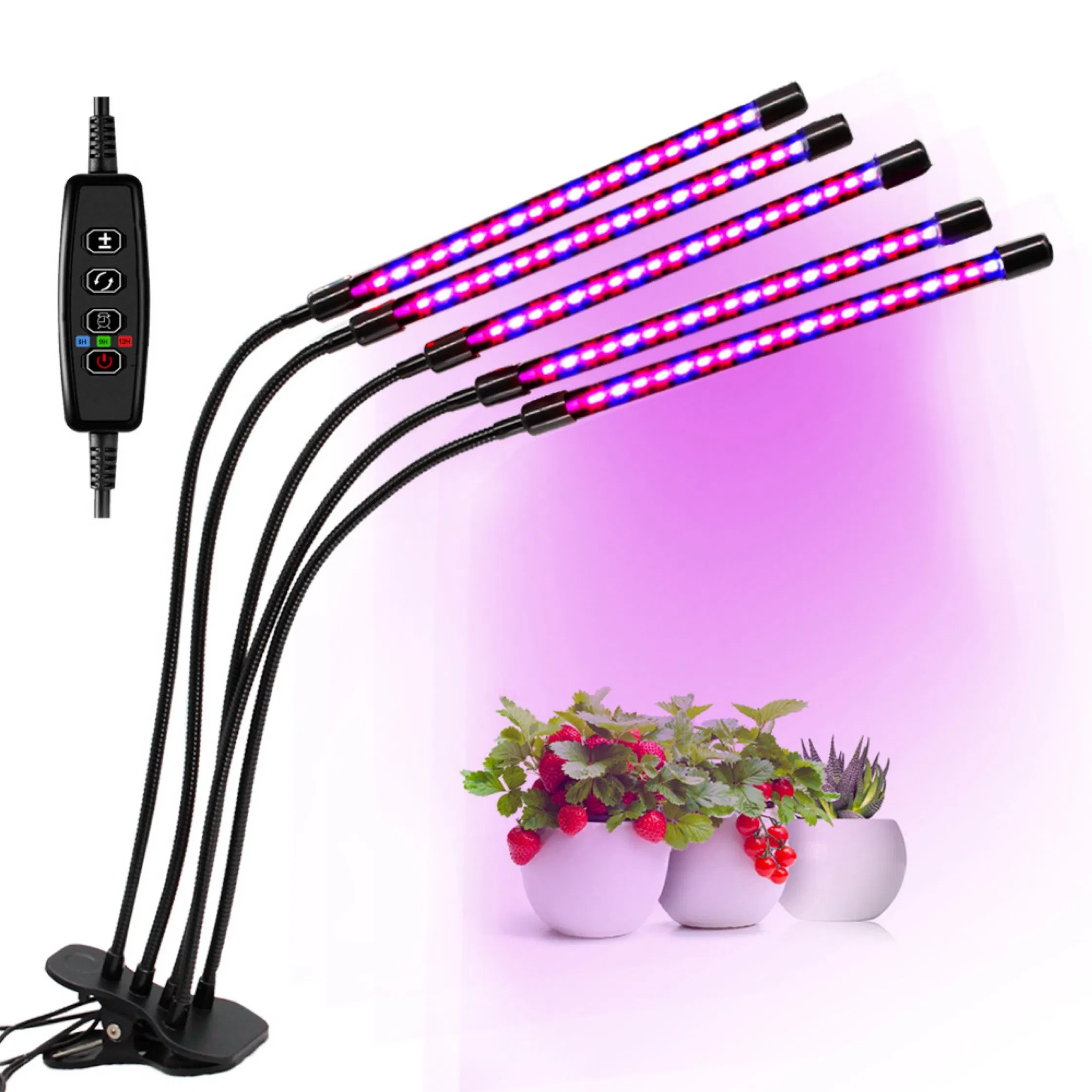 2 Head Full Spectrum Red Blue Clip Grow Lights Timer Dimmable 2 3 4 5 Head Flexible Indoor Greenhouse LED Plant Growth Lights