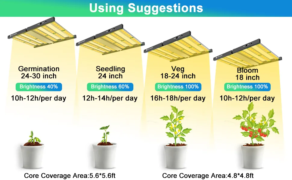 2021 LED Grow Light Using Newest Lm301b for Indoor Plants Growing Flower Stage Seeds Vegetative Stage Germination