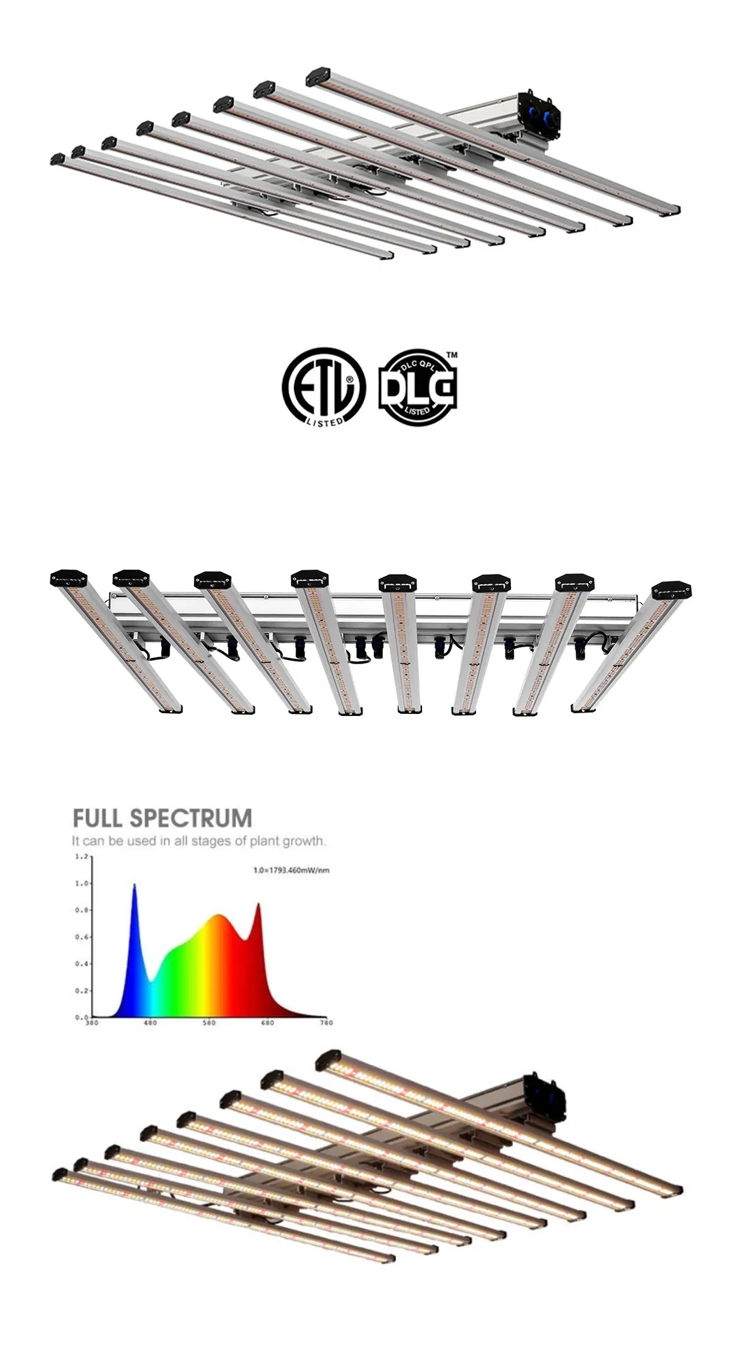 900W Dimmable Full Spectrum LED Grow Light for Hydroponic Vertical Farming House