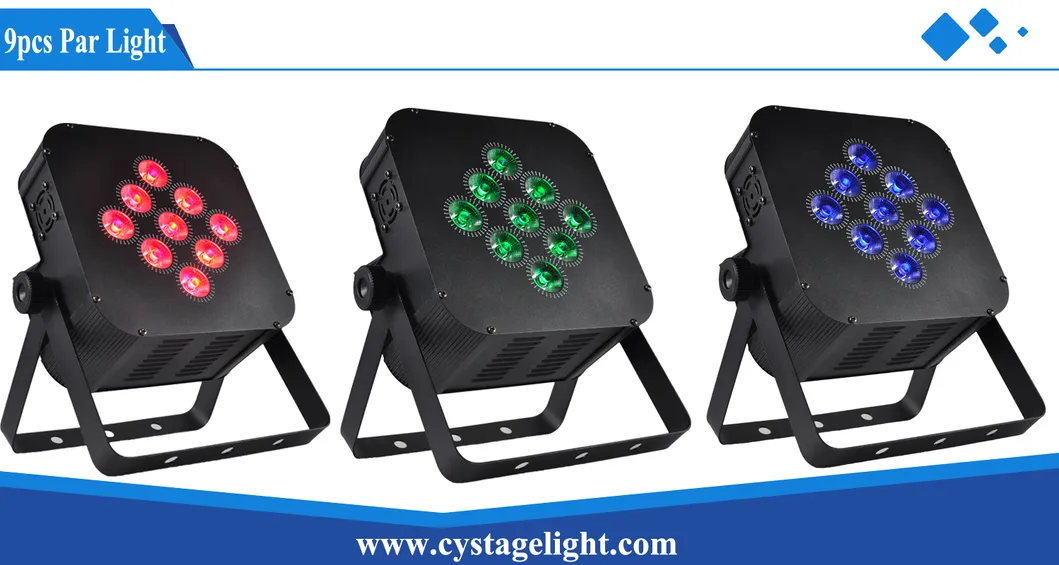 9PCS*10W 4in1 LED Battery-Powered and Wireless DMX Flat PAR Light