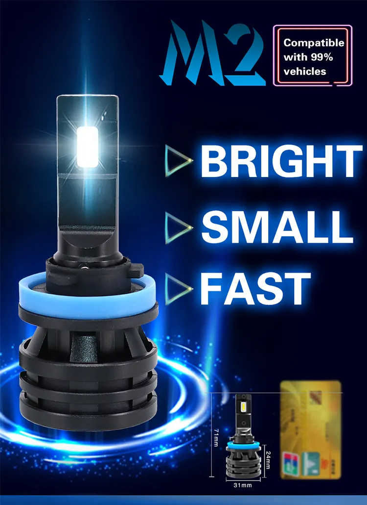 Auto Lighting System 55W 6500K 16000lm H4 H7 9005 9006 LED Headlight Bulb H4 LED Light Super Bright Mini Size LED Headlight Bulb