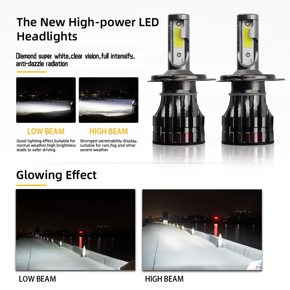 Auto System Lighting Waterproof H13 H11 9007 9004 8000lm Headlight LED, H7 H4 Car Lights LED Headlight Bulb
