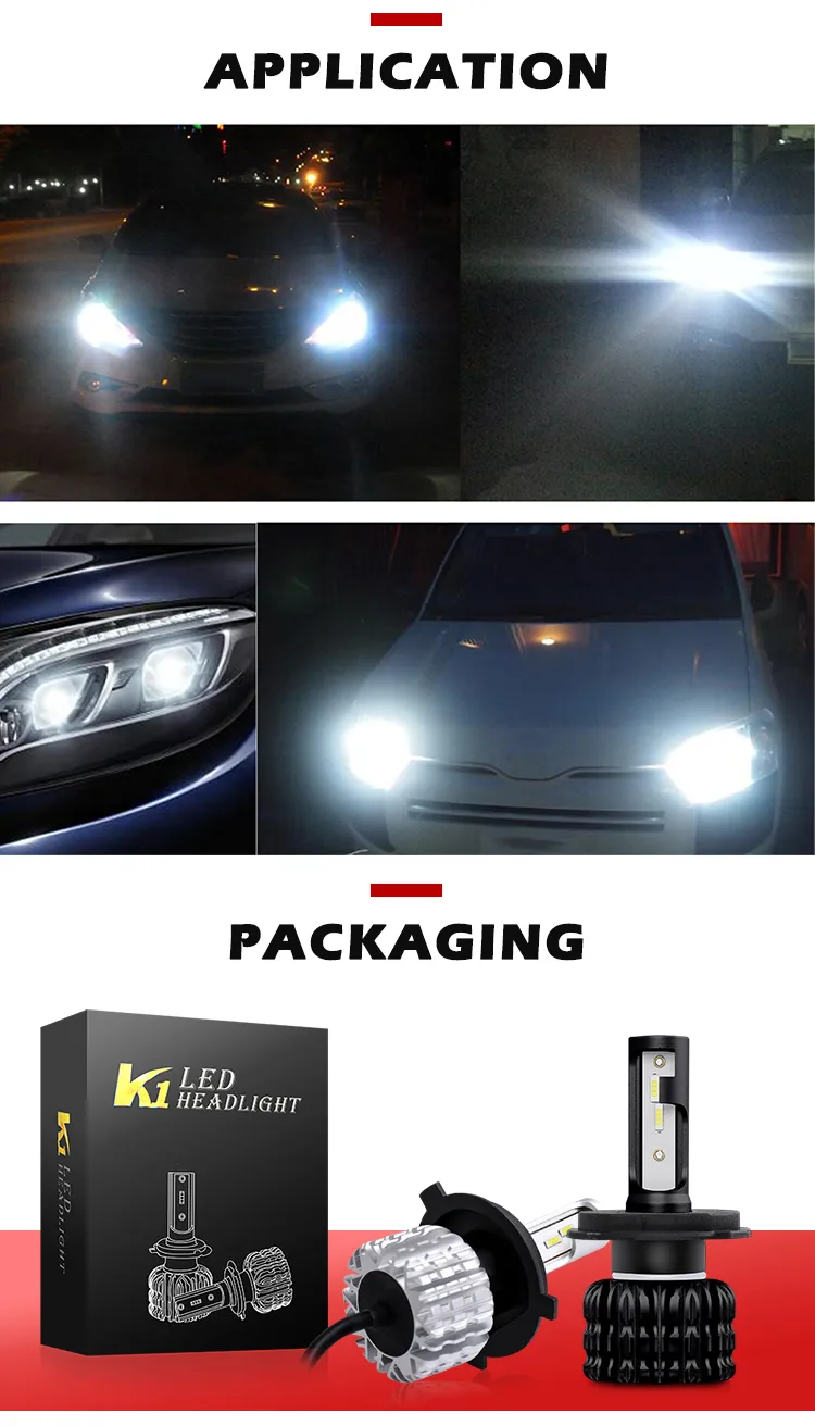 Cheap Auto Lighting System 10000 Lumen Fanless LED Car Lamp K1 H1 Hb3 Hb4 H11 H7 H4 LED Headlight