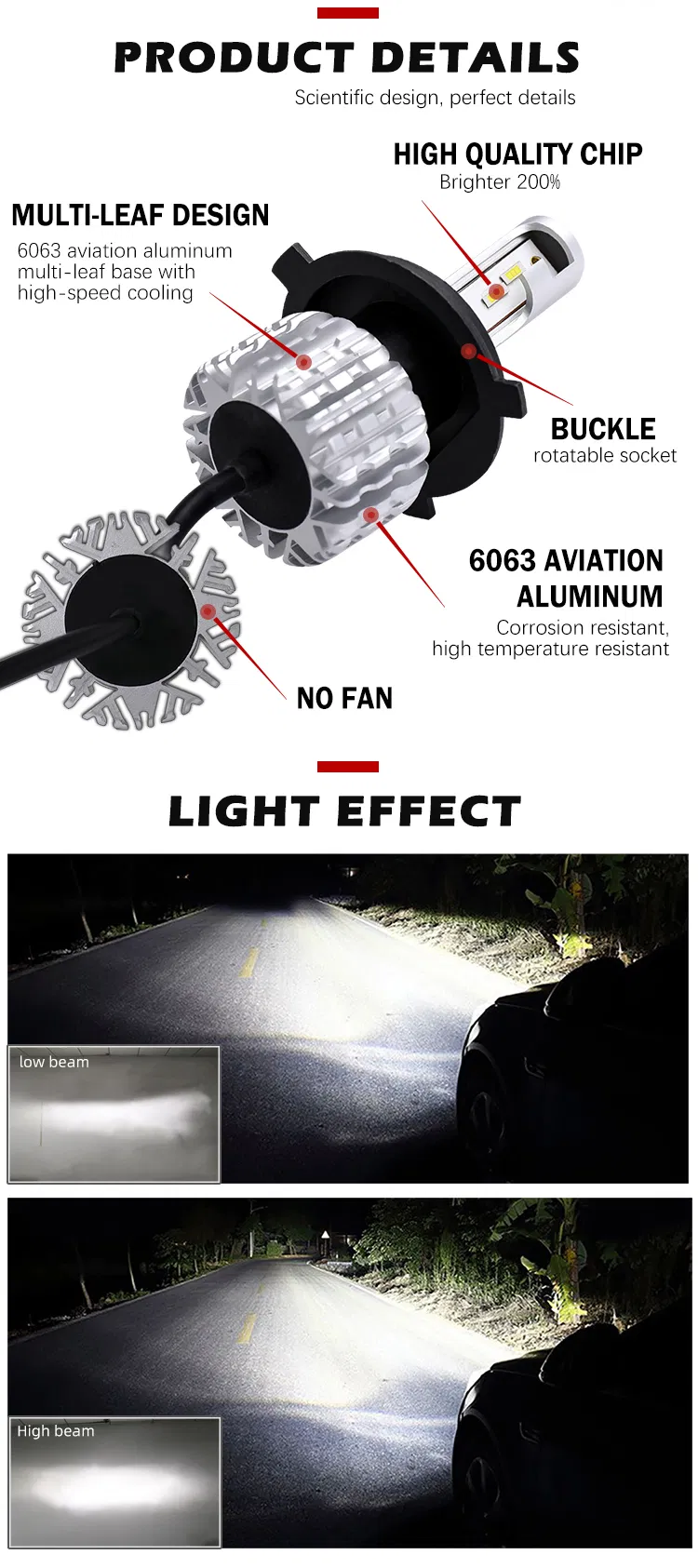 Cheap Auto Lighting System 10000 Lumen Fanless LED Car Lamp K1 H1 Hb3 Hb4 H11 H7 H4 LED Headlight