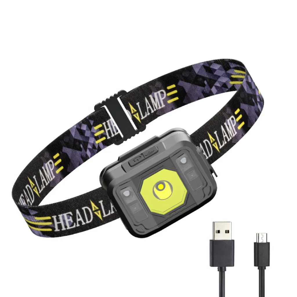COB Rechargeable Headlamp with Sensor Switch LED Camping Headlamp