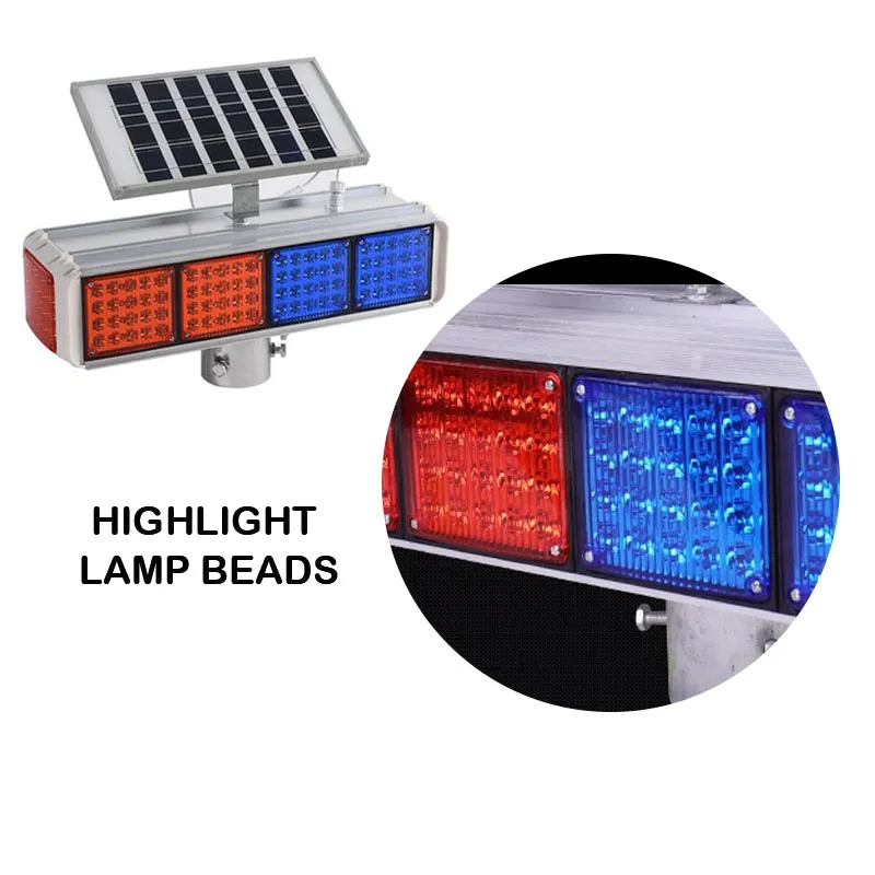 Double Flash Road Warning Lights LED Strobe Light with Solar Panel