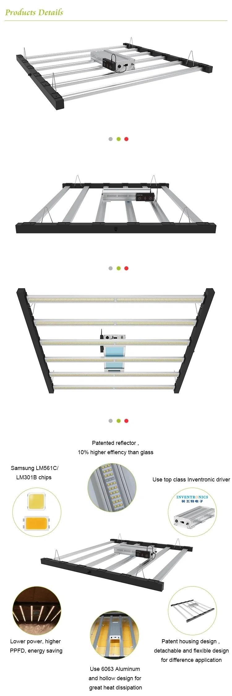 ETL IP65 600W Fluence Customized Spectrum Foldable LED Grow Light for Indoor Plants