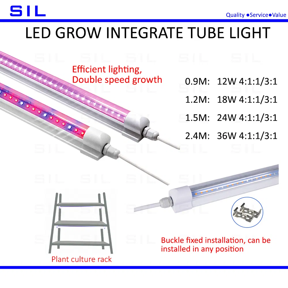 Full Spectrum Red LED Light Hofoled High Ppfd Waterproof Hydroponic Indoor Plants Dimmable Quantum Board 1.5m 24W LED Grow Tube Light