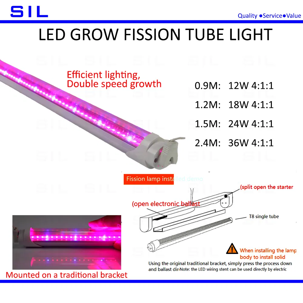 Full Spectrum Red LED Light Hofoled High Ppfd Waterproof Hydroponic Indoor Plants Dimmable Quantum Board 1.5m 24W LED Grow Tube Light