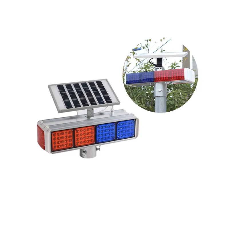 Highway Safety Blue and Red LED 4 Sets Blinker Warning Solar Traffic Light