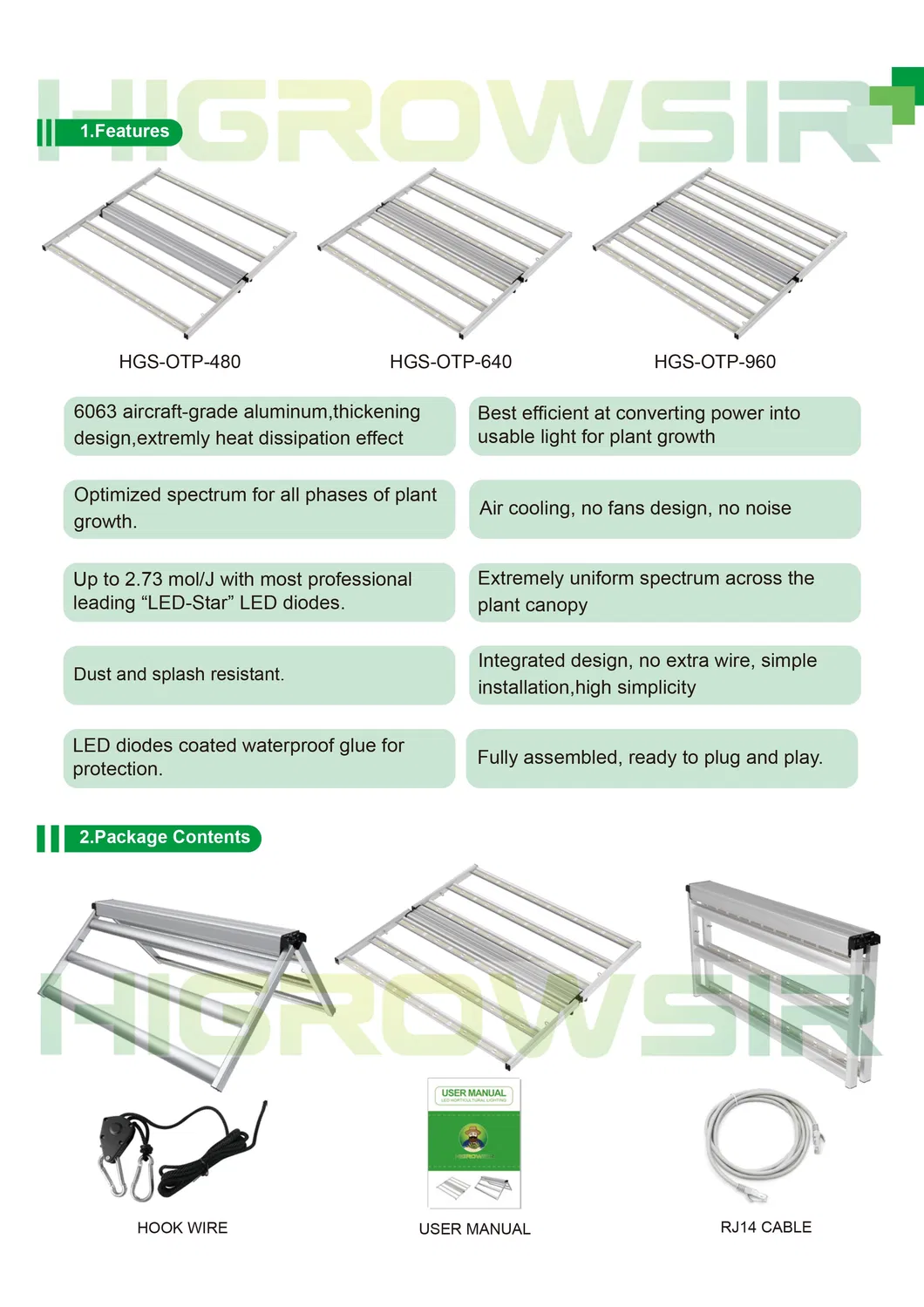 Higrowsir LED Horticultural Lighting Commercial Horticulture LED Top Lighting 960W LED Grow Light Strip Grow Light with Rj14 Smart Controller