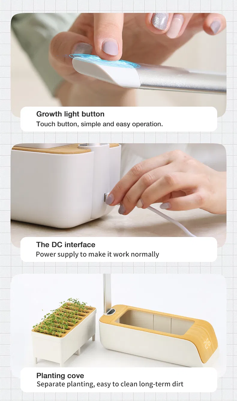 Hydroponics Kitchen Kit Indoor Growing Systems Mini Home Garden with LED Plant Grow Light