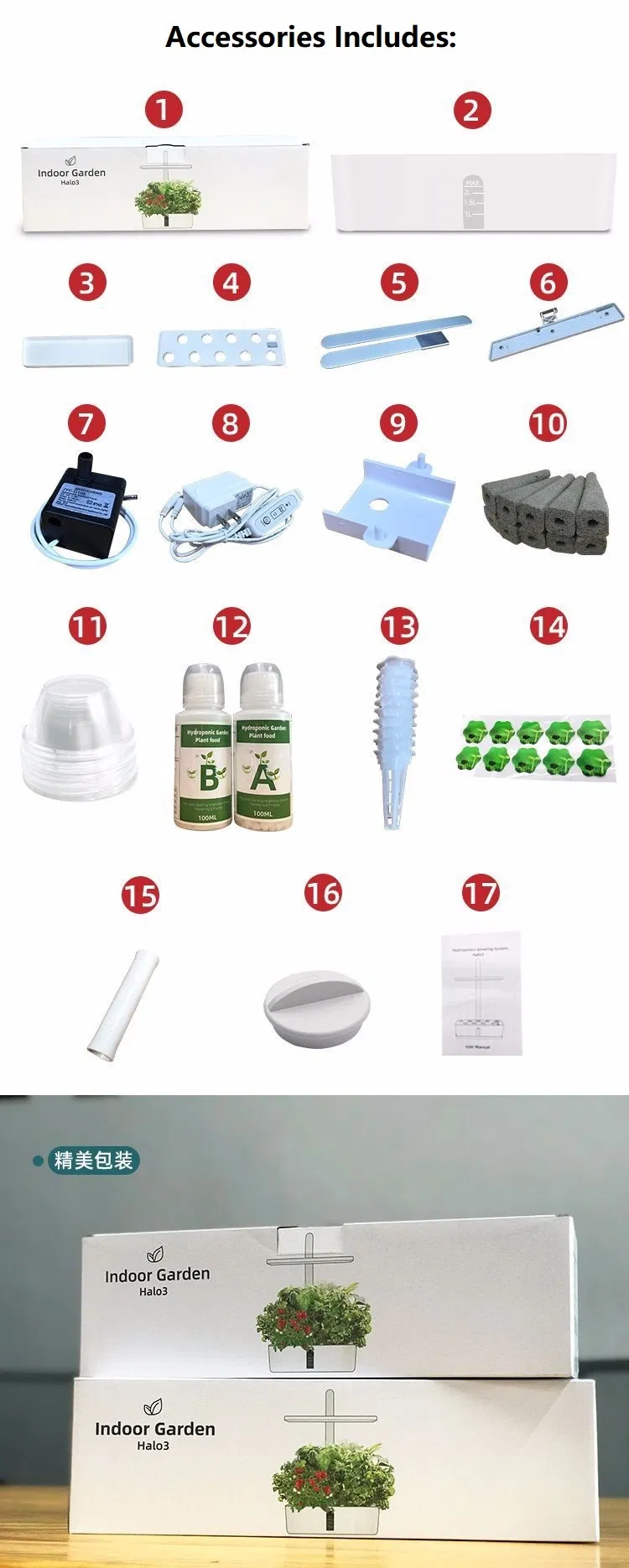 Hydroponics Smart Indoor Garden Herb Vegetable Planter Plant Flower Pot Educational Equipment Kitchen Home Appliance with LED Grow Light