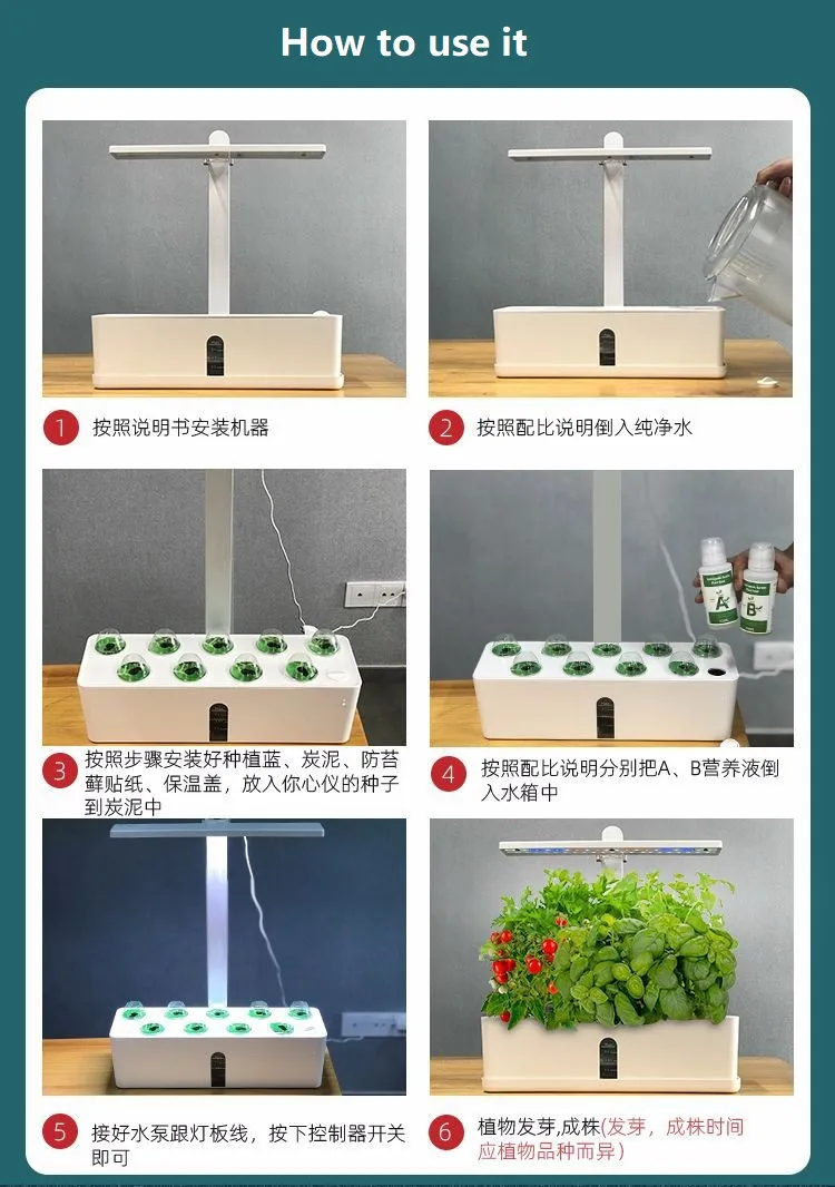 Hydroponics Smart Indoor Garden Herb Vegetable Planter Plant Flower Pot Educational Equipment Kitchen Home Appliance with LED Grow Light