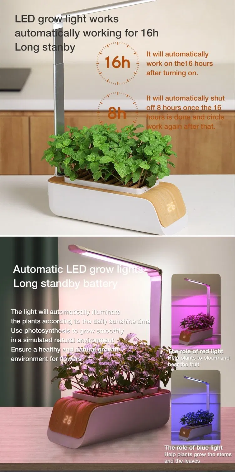Hydroponics Smart Indoor Garden Herb Vegetable Planter Plant Flower Pot Educational Equipment Kitchen Home Appliance with LED Grow Light