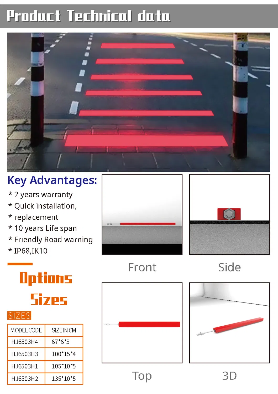 LED Pedestrian Crossing IP67 Smart RGY Zebra Crossing Buried Light Intelligent Pedestrian Crossing Sign
