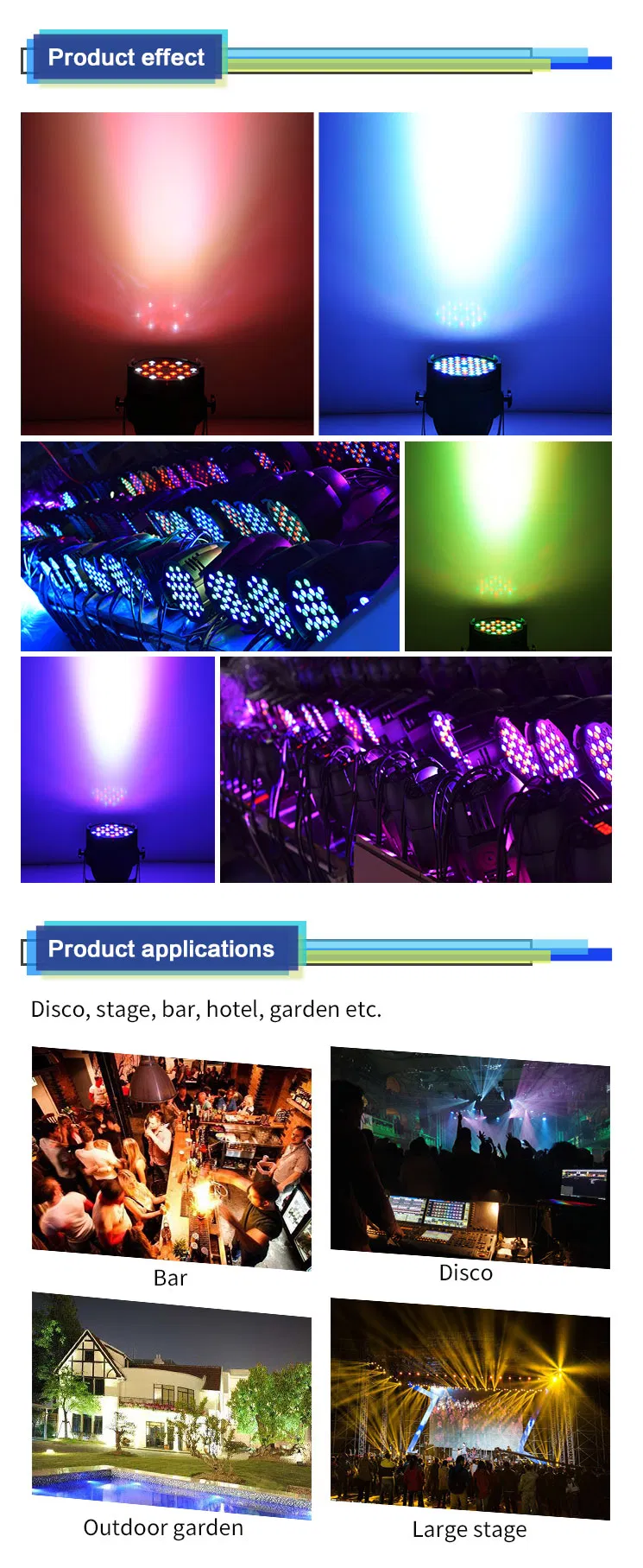 LED Stage Lighting DMX LED 54PCS 3W PAR Pixel by Pixel Light