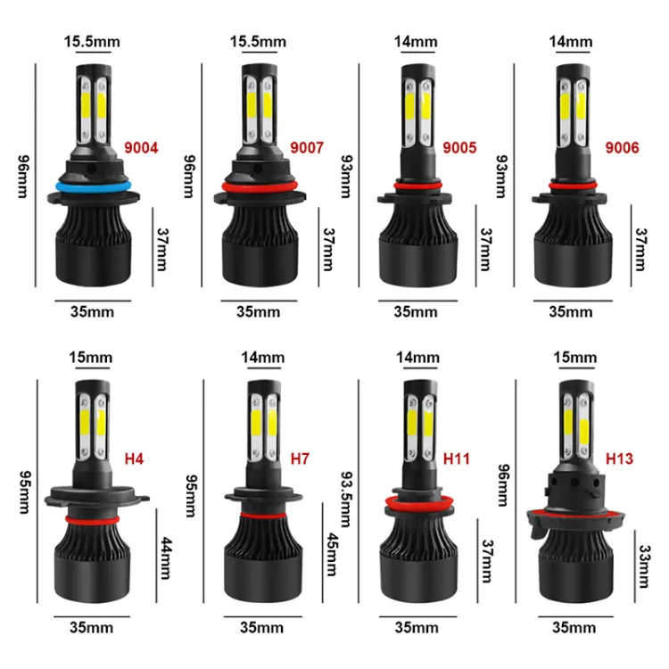 Luces LED S6 Plus Instant on Car LED Bombillo Focos LED H4/H13/H7/9004/9007 Hi/Lo Altas Bajas Kit Lampada Farol 4 Lados X7 Csp CREE LED PARA Carro LED Headlight