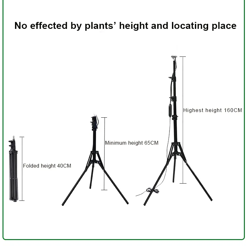 Max Height 160 Cm 9 Dimmable Brightness LED Plant Grow Light Lamp Plant Fill Light with Tripod Stand