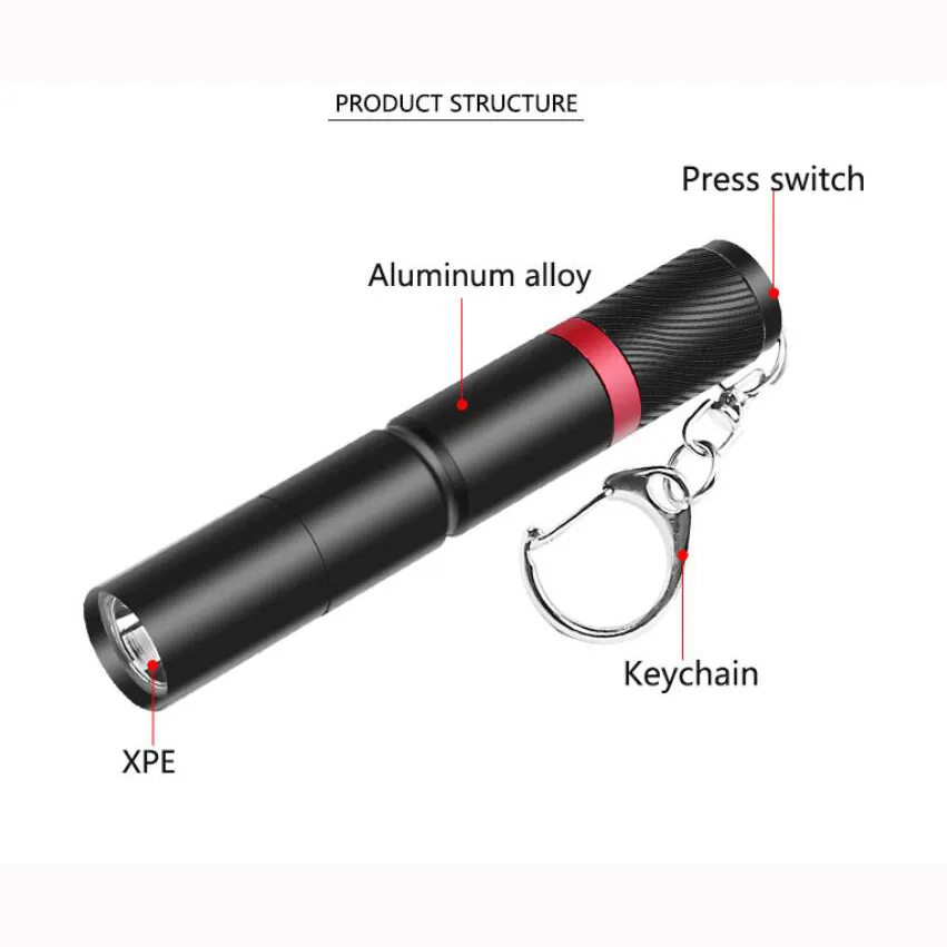 Mini Pockect Flashlight Portable Keychain Light Mini Tactical Torch for Dentist Camping Hiking with 3 Flash Modes