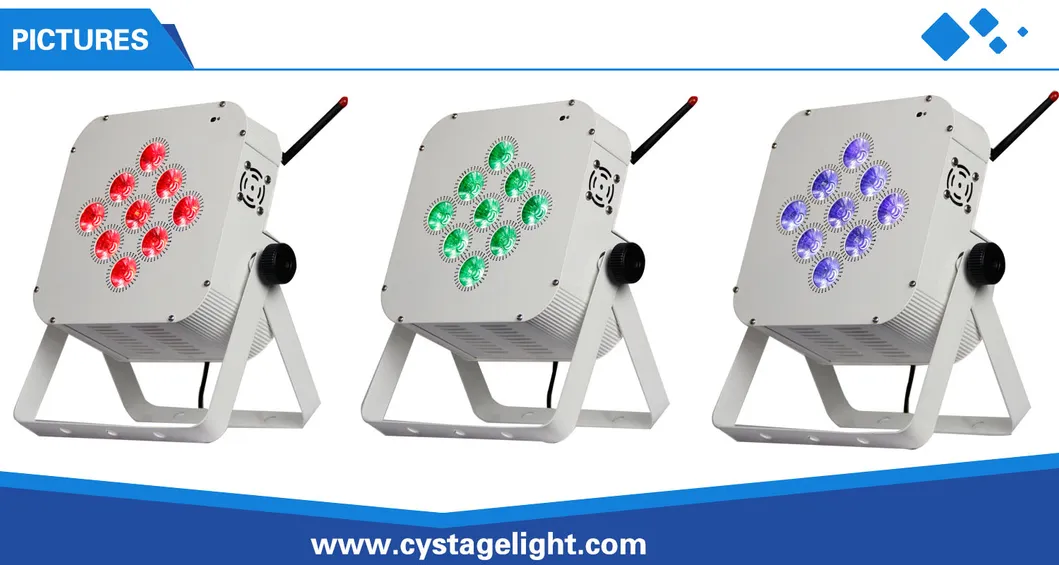 Mini Rechargeable Light 9X12W RGBWA 5in1 DMX Wireless Battery Powered LED Flat PAR