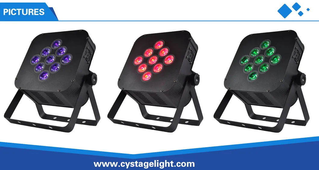 Professional Home Party Disco Lighting Wireless 9PCS 10W LED PAR, DMX 4in1 LED Flat PAR