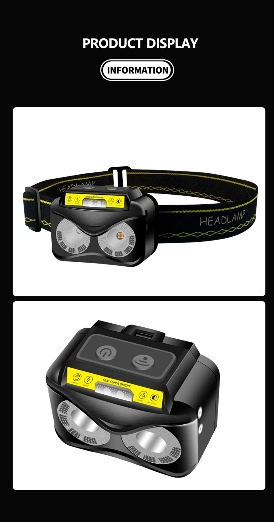 Sensor Lamp USB Chargeable COB Xpg Torch Built-in Battery Headlamp