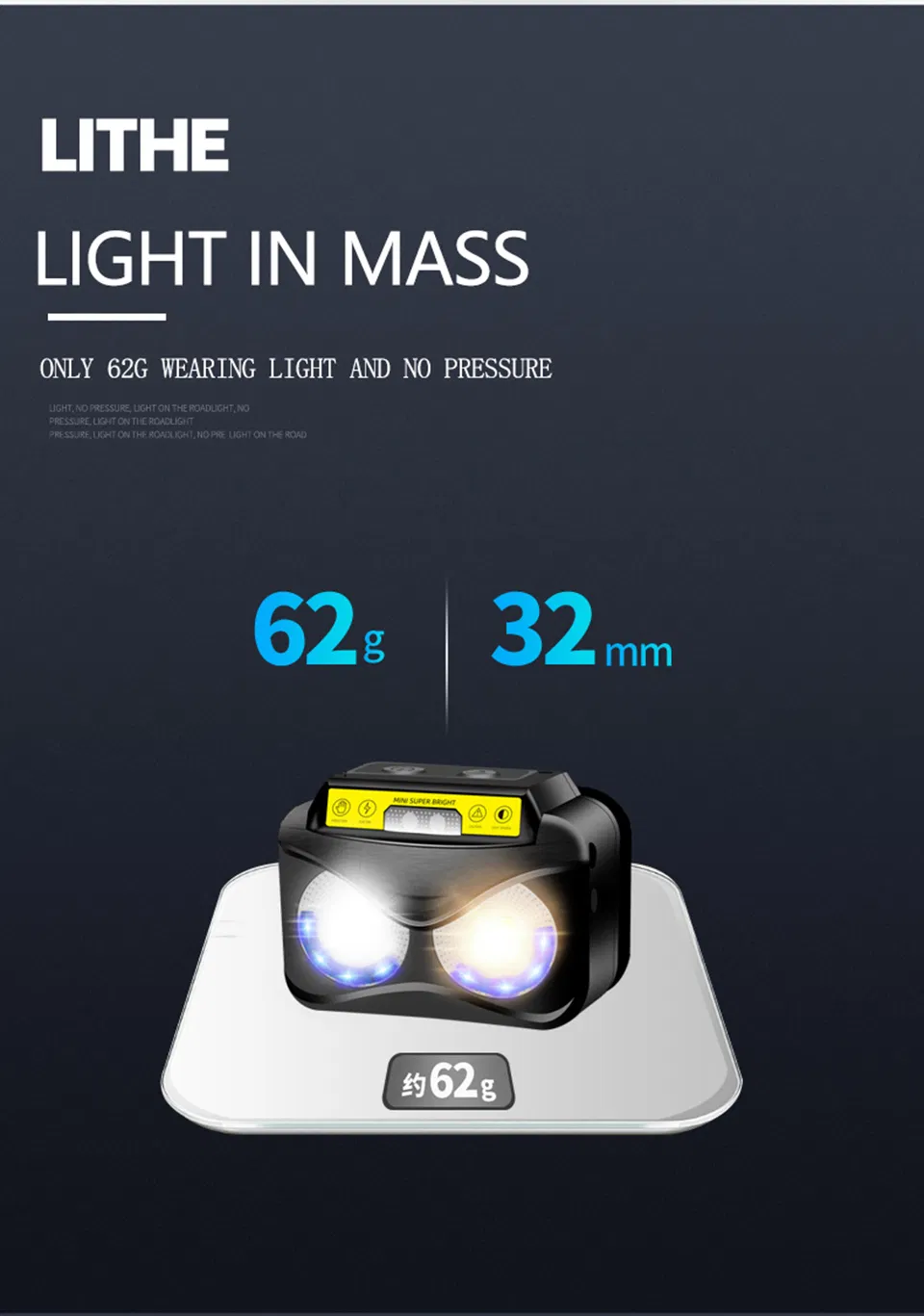 Sensor Lamp USB Chargeable COB Xpg Torch Built-in Battery Headlamp