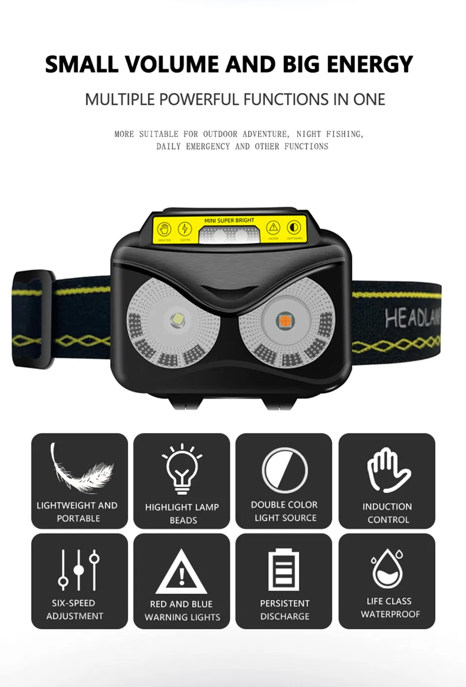 Sensor Lamp USB Chargeable COB Xpg Torch Built-in Battery Headlamp