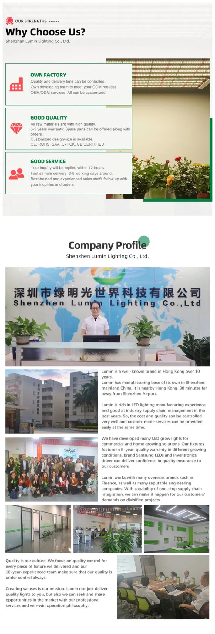 Shenzhen Factory High Ppfd Samsung Lm301b 300W COB Lamp LED Grow Light