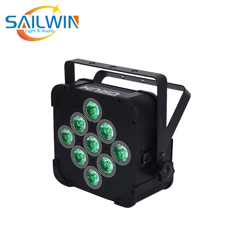 Stage 9X10W RGBW 4in1 Remote Control Wireless Battery Flat LED PAR Light