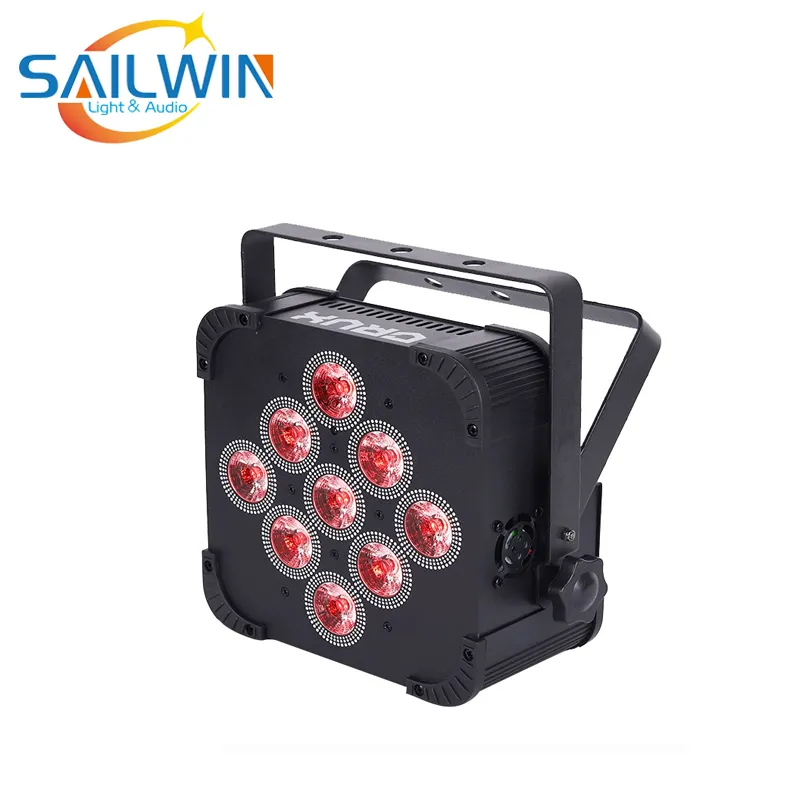 Stage 9X10W RGBW 4in1 Remote Control Wireless Battery Flat LED PAR Light