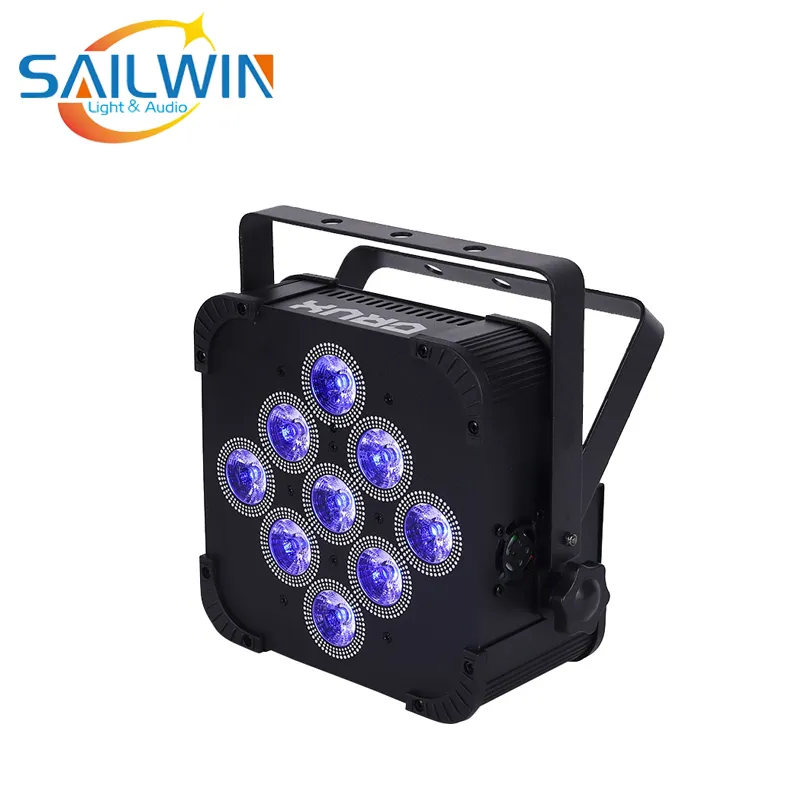 Stage 9X10W RGBW 4in1 Remote Control Wireless Battery Flat LED PAR Light