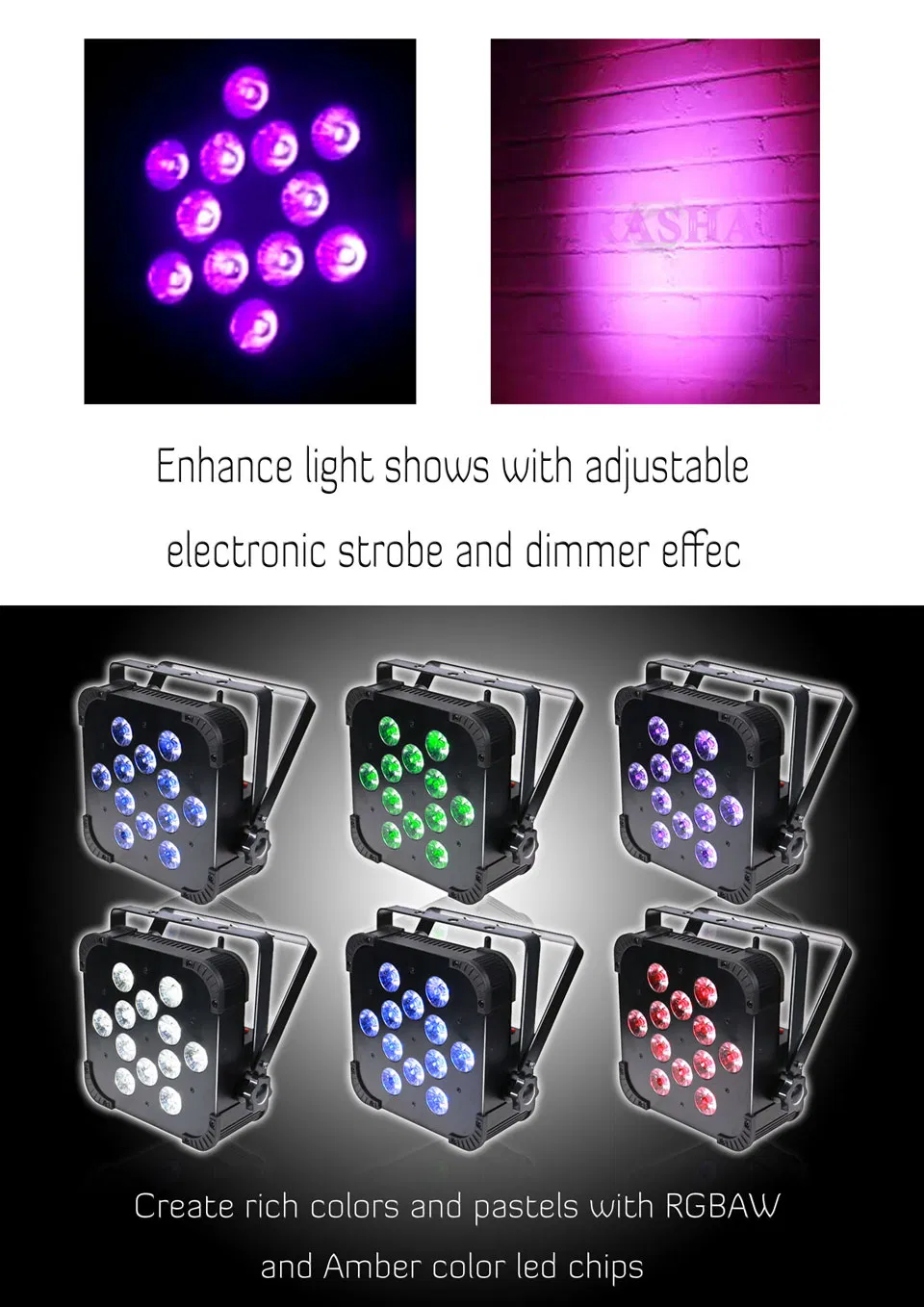 UK Warehouse 12*15W 5in1 Rgbaw Wireless LED Stage Flat PAR Light