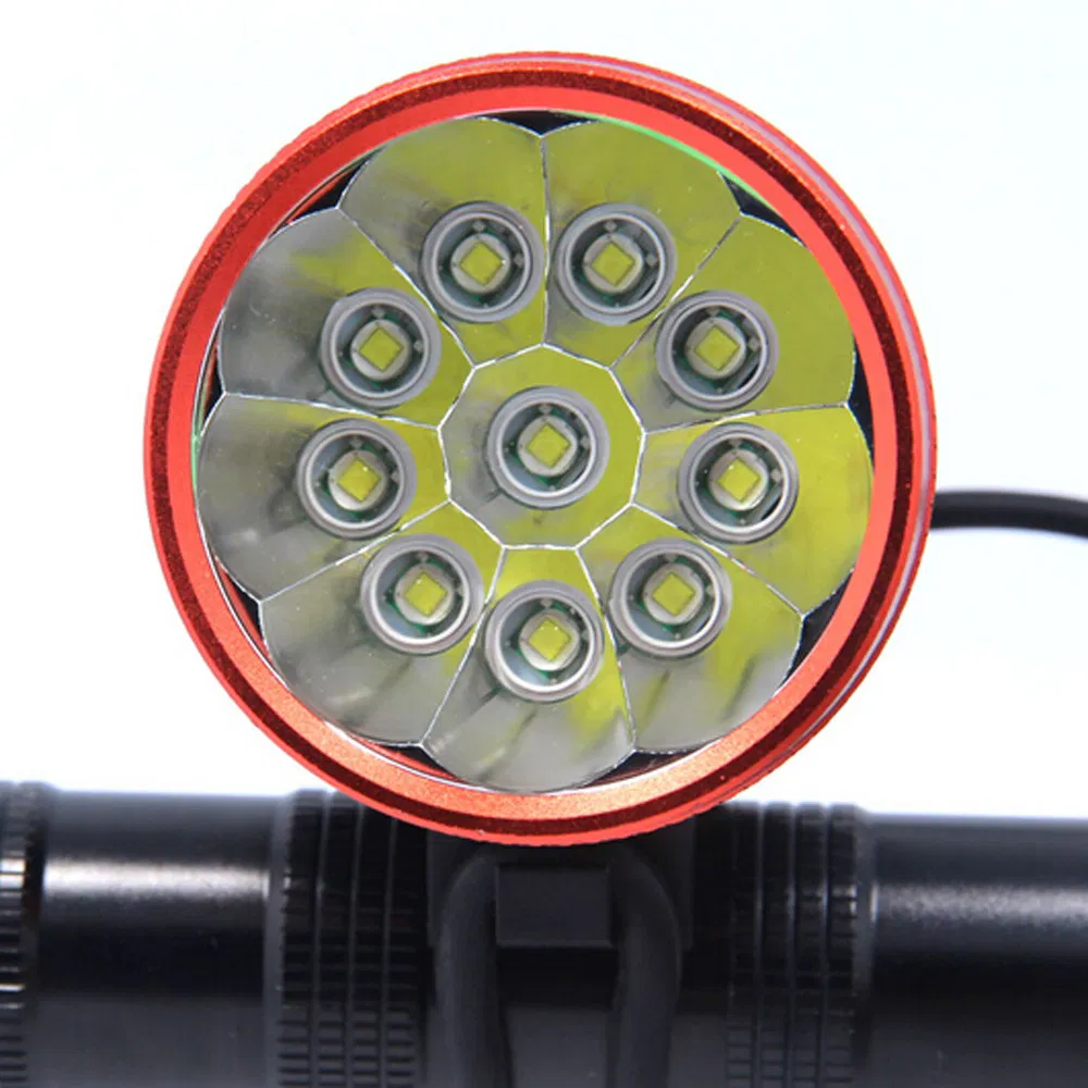 Waterproof 18000lm Max Cool White Long Shot Xml 10 LED CREE T6 Bike Light